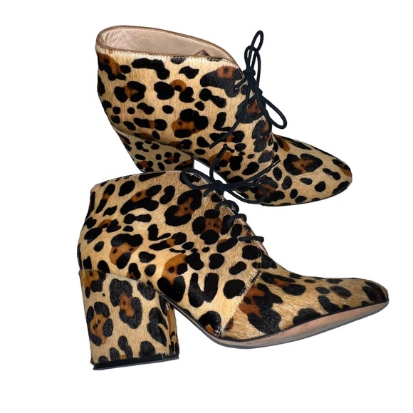 Kate Spade Roger Calf Hair Leather Bootie Size 8.5M Leopard Animal Print Cheetah - Picture 5 of 16